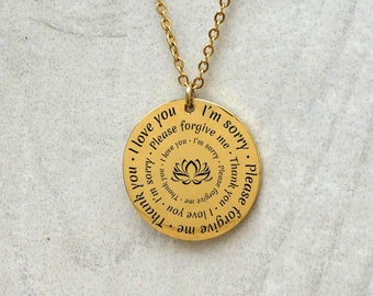 Ho Oponopono Spiritual Necklace Healing Jewelry Hooponopono Hoʻoponopono Mantra Pendant  Meditation gift