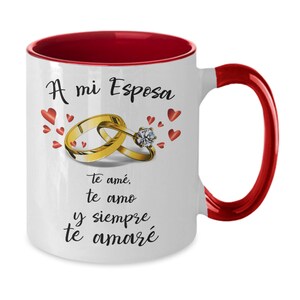 Regalo par mi esposa taza con mensajes de amor por aniversario cumpleaños san valentino 2 colores spanish mug