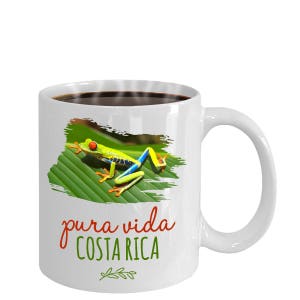 Pura Vida Costa Rica Frog coffee mug Colourful Frog Lover gift Souvenir