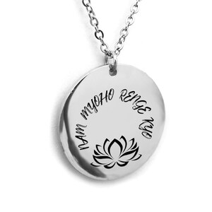 Nam Myoho Renge Kyo Spiritual Jewelry Laser engraved  Buddhist Necklace Gift Renge SGI Diamoku Buddhist Mantra pendant men gift silver Gold