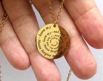 Ho Oponopono Spiritual Necklace Healing Jewelry Hooponopono Hoʻoponopono Mantra Pendant  Meditation gift