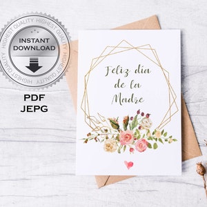 Carte de fête des mères Espagnol Feliz Dia de las Madres Abuelita Tarjetas en Español Cartes de voeux PDF imprimable Téléchargement instantané numérique Fichiers