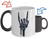 Surprise Rock on Skeleton Hand Color changing Mug Halloween fiesta Morphing cup