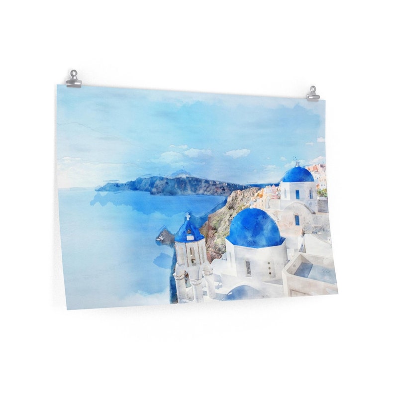 Santorini Greece Paintings of Europe Europe Watercolor Print Wall Art