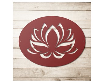 Blooming Lotus Namaste Metal Sign Blossom Yoga Instructor Studio Gift Home & Living Home Decor Wall Decor Wall Hangings Signs