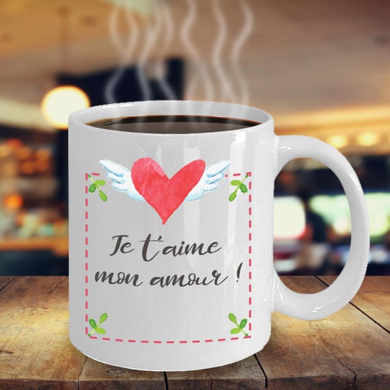 Je T Aime Print Tasse A Cafe Coeur Pour Fiance Amour Etsy