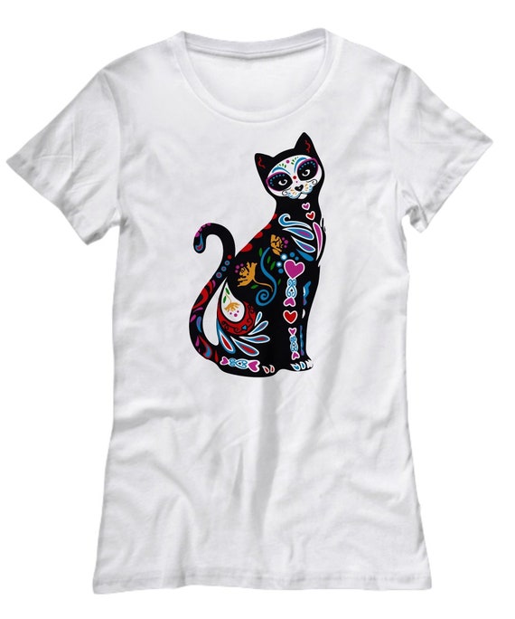 luz de sol tugurio guerra Camisetas De Calaveras Mexicana Cat Sugar Skull T Shirt Girly - Etsy