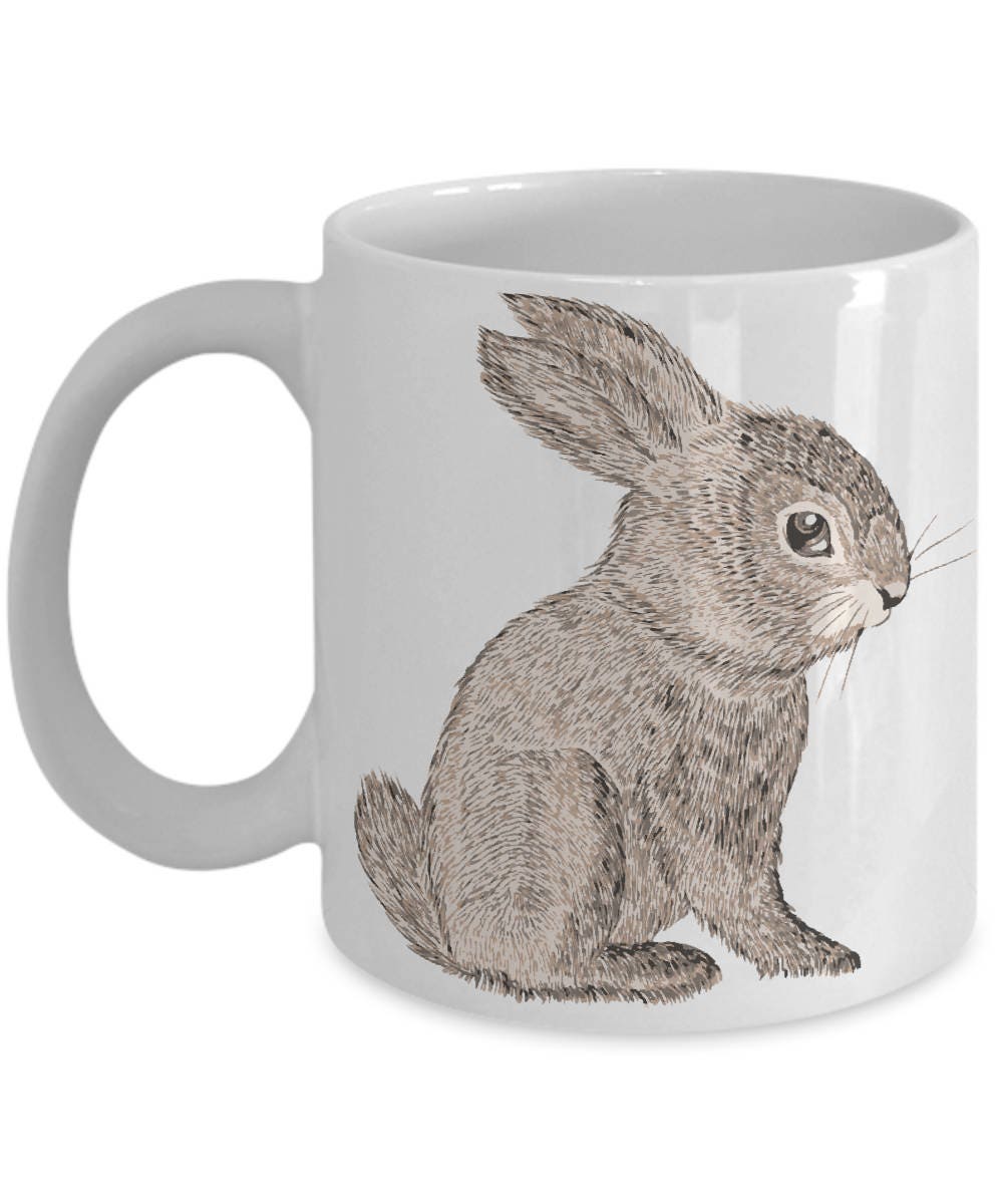 Bunny Rabbit Coffee Mug Cute Rabbits Lover Owner Gift Cup for Little ...