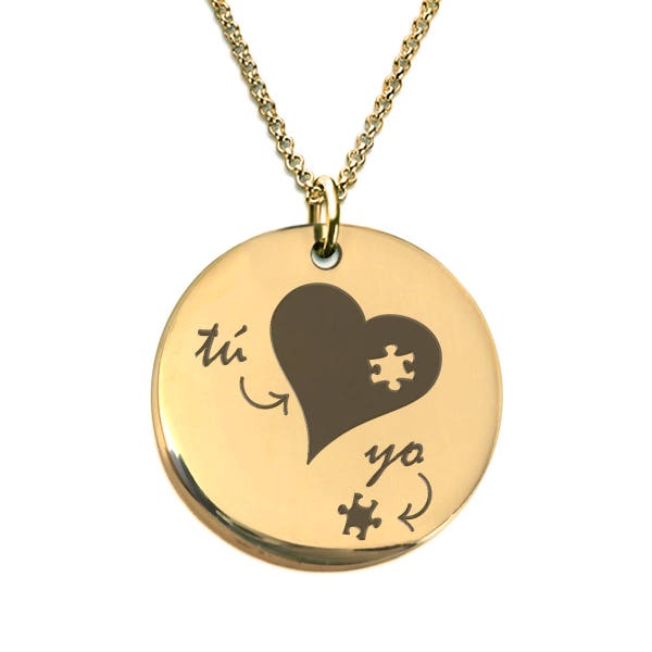Collar Corazón Tú y Yo Regalos Originales San Valentin You complete me Heart Puzzle Engagement Gift Laser Engraved Necklace