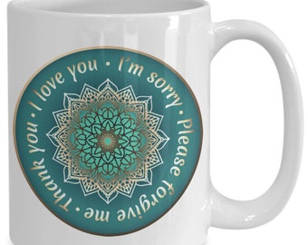 Oh oponopono mantra mandala mug hooponopono, ho oponopono, hoʻoponopono, men spiritual, spiritual gift, daily mantra, ho'oponopono prayer