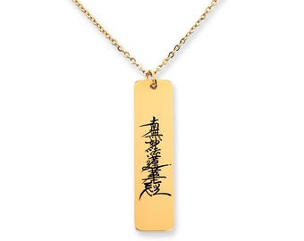 Nam Myoho Renge Kyo Spiritual Jewelry engraved  Buddhist Necklace  Gift Renge SGI Diamoku Buddhist Mantra pendant men gift silver gold