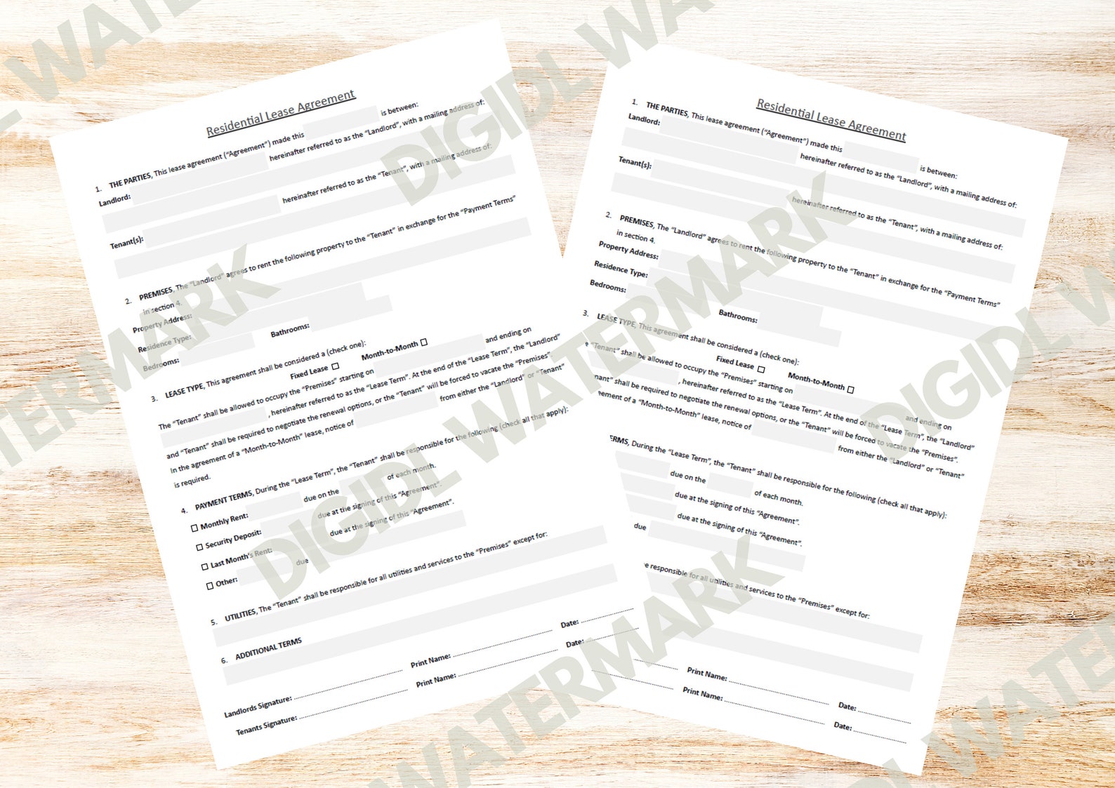 Rental Agreement, Lease Contract Template, Landlord Forms, Printable ...