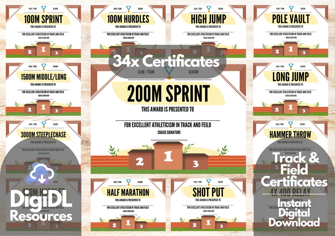 Track and Field Award Certificates, Award Ceremony Certificates ...