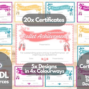 Ballett Zertifikat, INSTANT DOWNLOAD, Ballett Preis, Ballett Printable, Participation Award, Ballet Recital Award, Baby Ballet, Kids Ballet