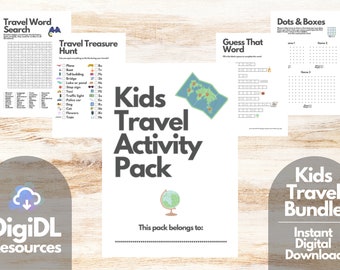 Printable Travel Activity Bundle | Kids Activities | Instant Download