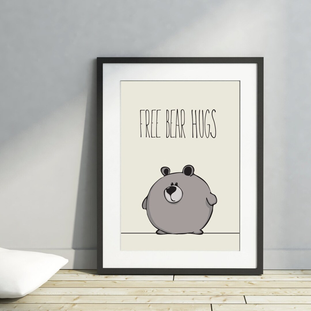 Nursery Printable Bear Poster for Kids Wall Art Baby Room Decor Brown ...
