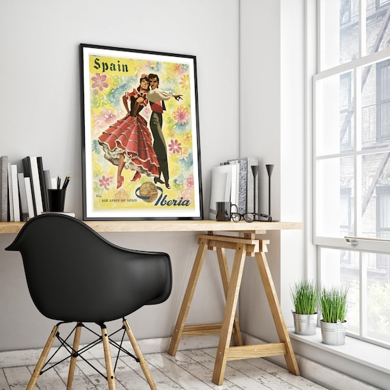Vintage Iberia Spanish Airlines Malaga Poster A3//A4 Print