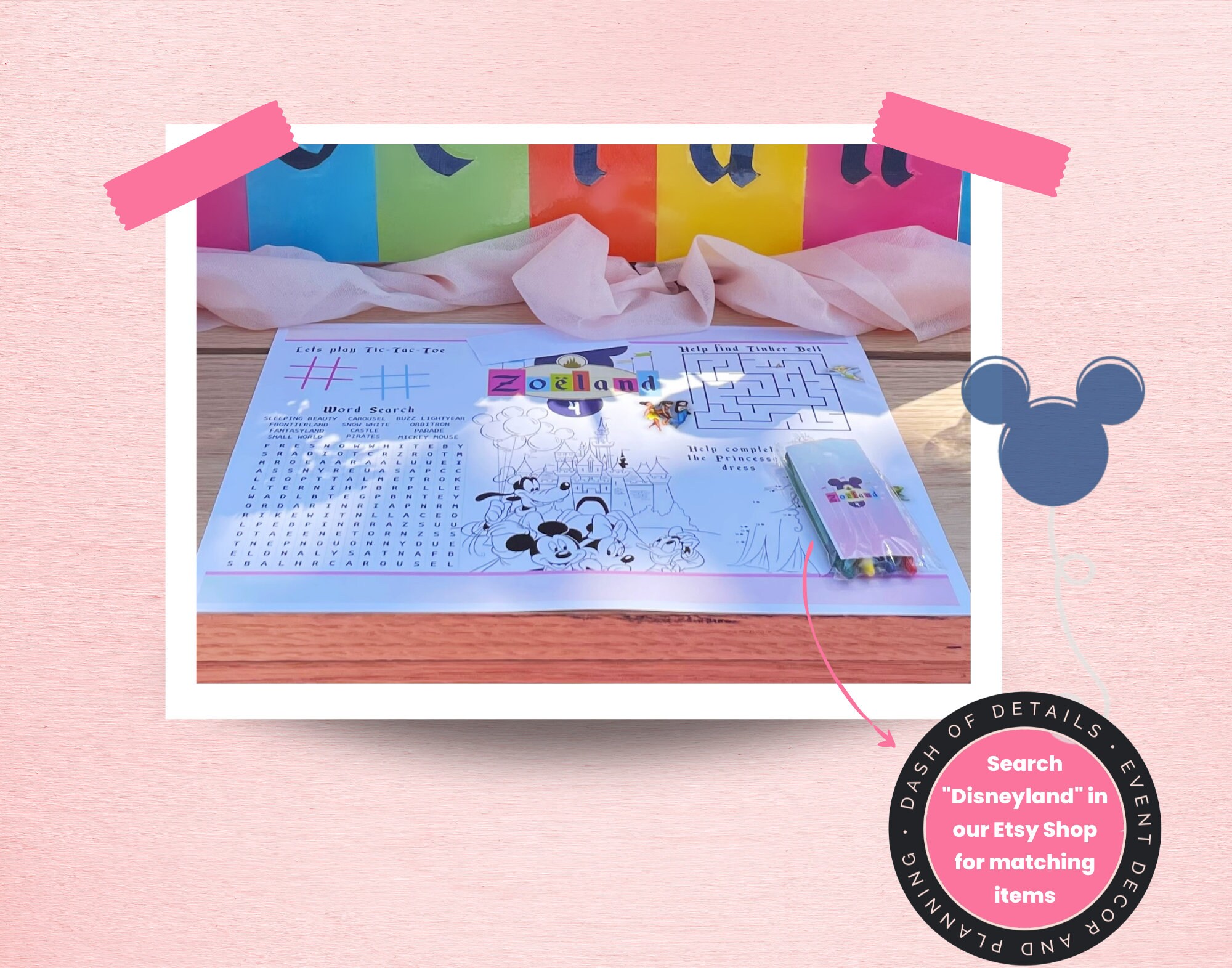 Disneyland Color Placemat L Coloring Activity Sheet I Party Printable ...