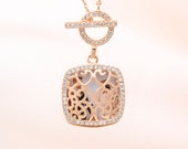 Rose Gold Toggle Locket Necklace - Personalized Necklace - Custom Picture Pendant Necklace - 21st Birthday Gift For Her Girlfriend Gf Mom