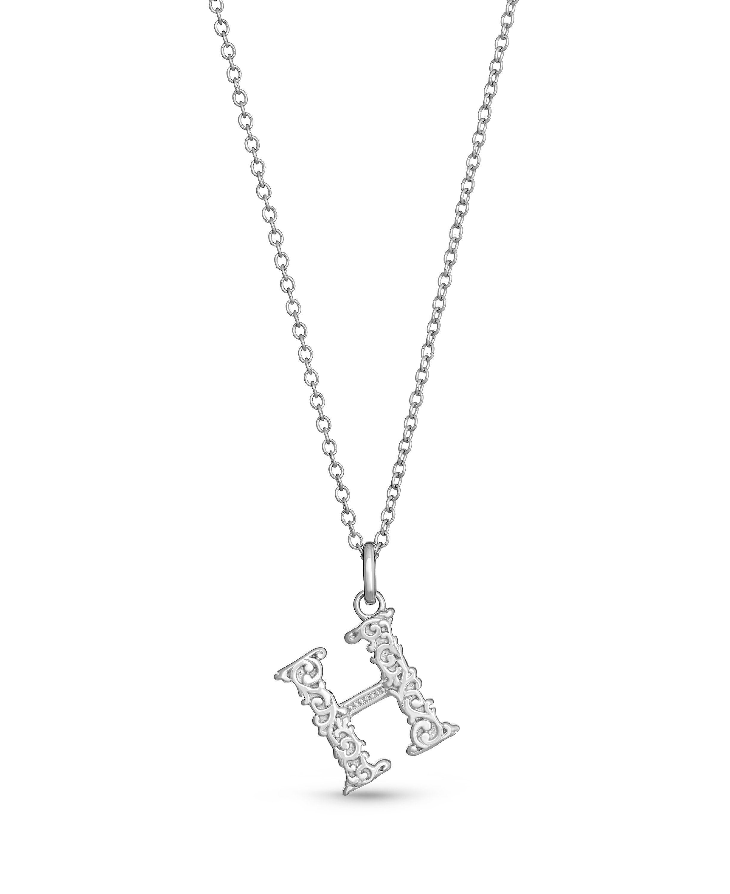 Sterling Silver Initial Necklace Letter Necklace H Etsy