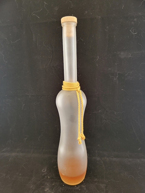 Vintage Blue Glass Oil Bottle: Kitchen Decor