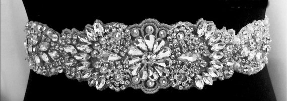 Rhinestone Pearl Wedding Belt: Embroidered Bridal Dress Sash