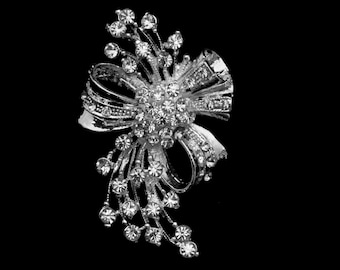 Swarovski Crystal Bow Brooch: Bridal Wedding Jewelry