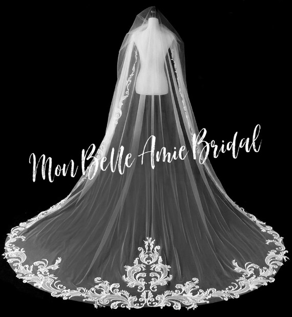 Wedding Veil | Lace Wedding Veil | Royal Length Wedding Veil