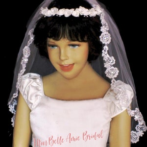 Flower Girl Veil | First Communion Veil | Lace Edge First Communion Veil