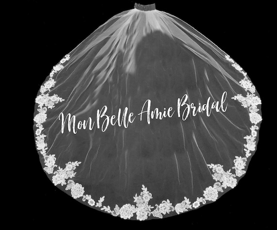 New | Wedding Veil | Elegant Wedding Veil | Ivory Bridal Veil | Lace Wedding Veil