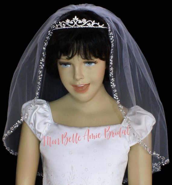 Crystal Edge Child Veil: First Communion, Flower Girl