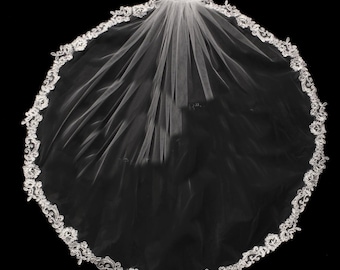 French Lace Rhinestone Veil, First Communion, Flower Girl