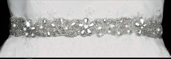 Wedding Dress Belt, Belt for Bridal Gown, Crystal Flower Belt for Wedding Dress