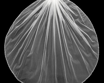 Elegant Wedding Veil: Hand Sewn Beaded Edge, Fingertip Length