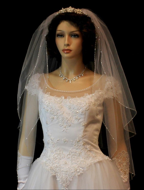 Wedding Veil | Swarovski Crystal Edge Wedding Veil | Cathedral Length BridalVeil | Crystal Edge Wedding Veil