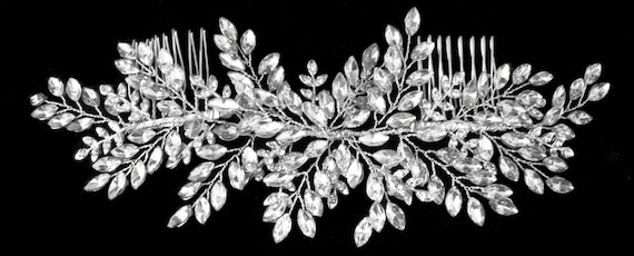 Rhinestone Bridal Comb | Large Double Comb Hair Jewelry