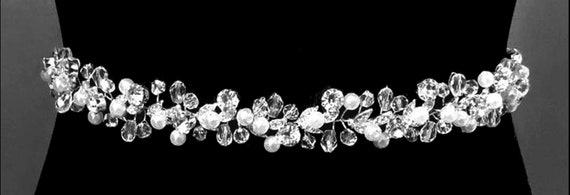 Rhinestone Pearl Wedding Belt: Crystal Bridal Dress Sash
