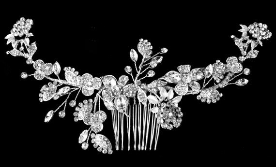 New | Rhinestone Wedding Comb | Bridal Hair Jewelry | Flower Wedding Accessories