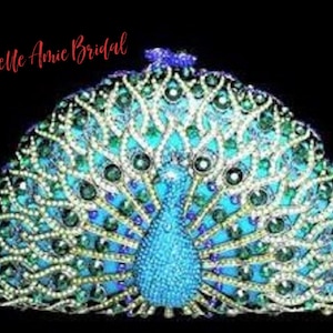 Clutch de noche con cristales de pavo real: bolso para fiesta nupcial