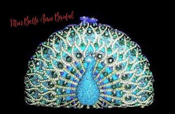 New | Peacock Purse |Bridesmaid Gift | Evening Clutch Purse | Evening Bag | Gold Evening Purse | Silver Purse