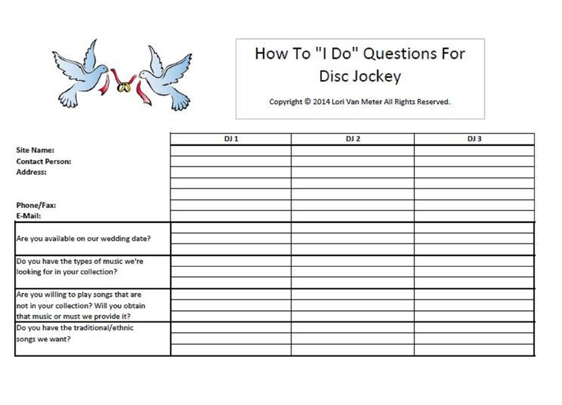 Wedding Planning Help Picking Vendors Questions to Ask - Etsy
