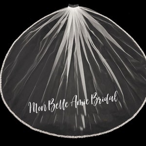 New | Wedding Veil | Rose Gold and Blush Bead Edge Wedding Veil | Fingertip Length Wedding Veil | Blush Bead Wedding Veil