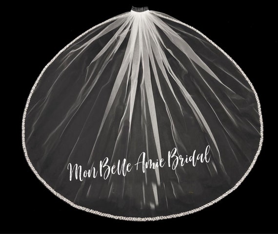 New | Wedding Veil | Rose Gold and Blush Bead Edge Wedding Veil | Fingertip Length Wedding Veil | Blush Bead Wedding Veil
