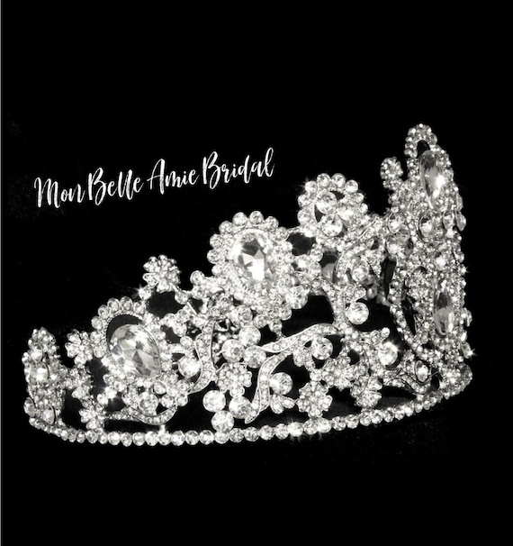Bridal Tiara | Wedding Tiara | Tiaras and Crowns | Royal Crown | Large Wedding Tiara | Rhinestone Bridal Crown