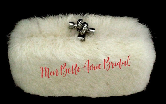 Angola Rabbit Fur Clutch | Clutch Evening Purse | Shoulder Strap White Evening Purse | Bridesmaid Gift Purse | Formal Evening Bag