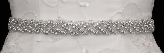 New | Wedding Belt | Sash for Bridal Gown | Rhinestone By The Yard Ribbon