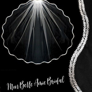 New | Wedding Veil | Double Line of Beads Edge Wedding Veil | Cathedral Length Wedding Veil | Fingertip Length Wedding Veil