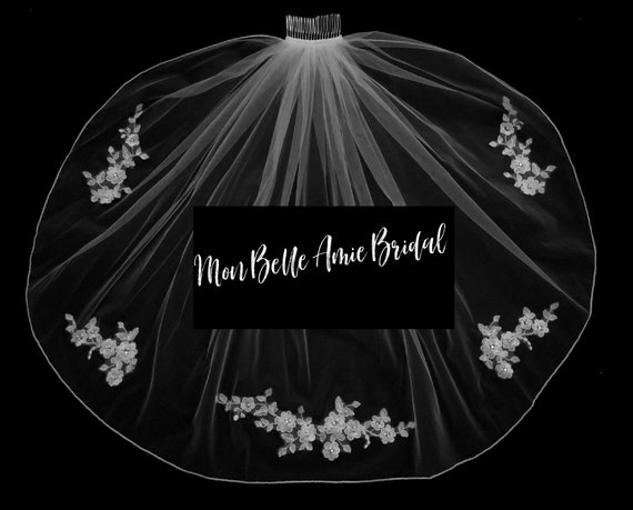 Lace Child Veil: Floral Rhinestone Communion Veil