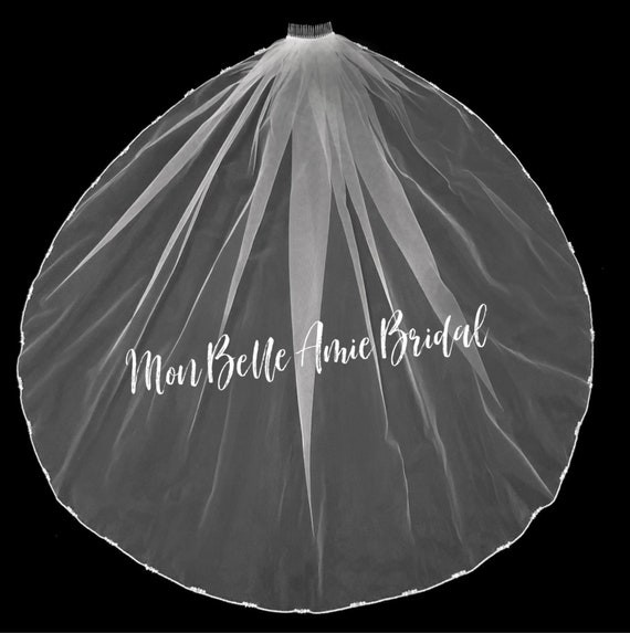 New | Wedding Veil | Crystal and Pearl Edge Wedding Veil | Silver Edge Wedding Veil | Fingertip Length Wedding Veil | Cathedral Length Veil