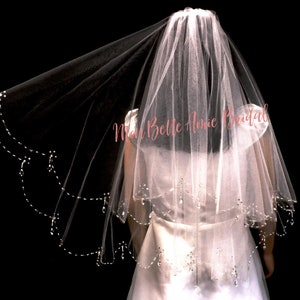 Crystal Scallop Edge Veil: First Communion, Flower Girl Veil